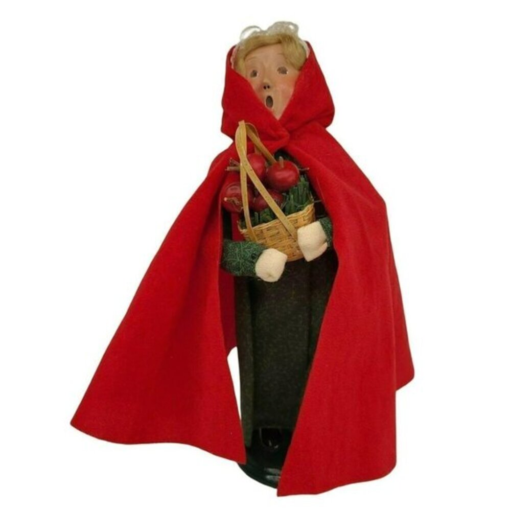 Byers‎ Choice Carolers Ltd Williamsburg 2001 Christmas Lady Apples Red Cape READ